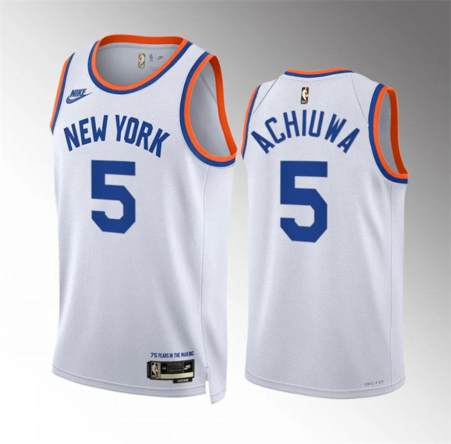 Men's New Yok Knicks #5 Precious Achiuwa White 2021/22 City Edition Stitched Basketball Jersey